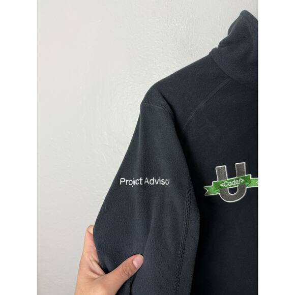 NWT Patagonia Women’s SMALL Micro D 1/4 Zip Fleece Pullover Black COMPANY LOGO - Picture 3 of 4